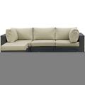 Modway Furniture Sojourn Outdoor Patio Sunbrella Sectional Set, Canvas Antique Beige, 5Pk EEI-1890-CHC-BEI-SET